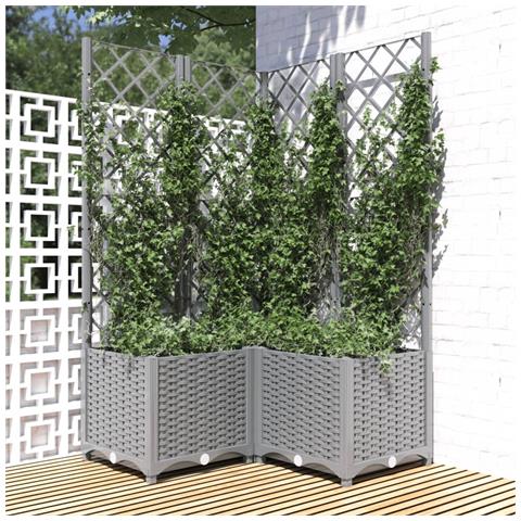 Fioriera Da Giardino Con Graticcio Grigio Chiaro 80x80x136cm Pp - Foto 1