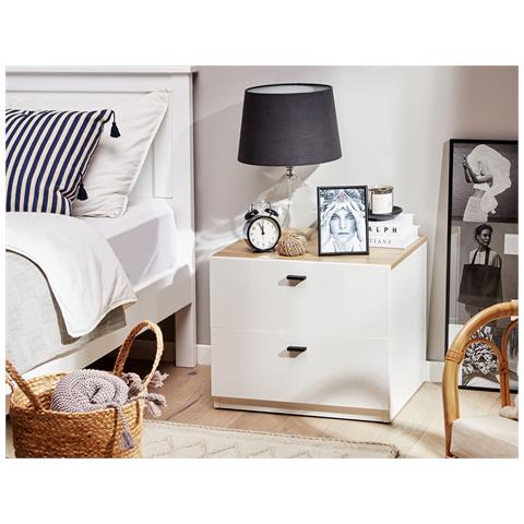 Comodino 2 Cassetti Edison Bianco - Foto 1