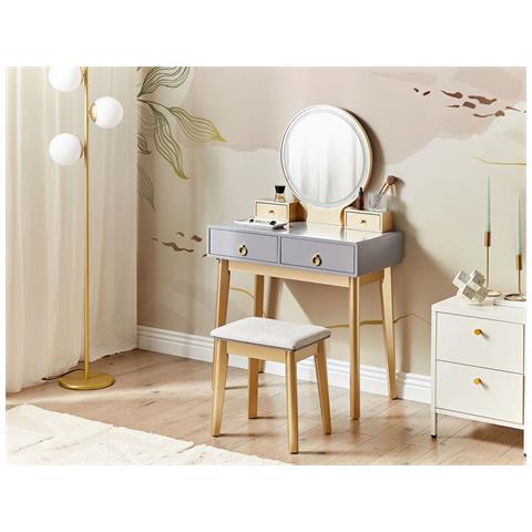 Toeletta Con Specchio E Sgabello Fedry Led Grigio - Foto 1