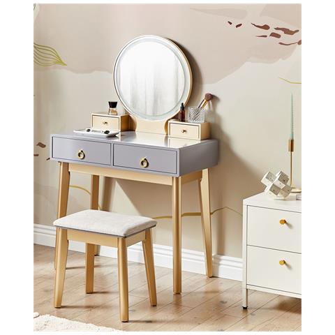 Toeletta Con Specchio E Sgabello Fedry Led Grigio - Foto 7