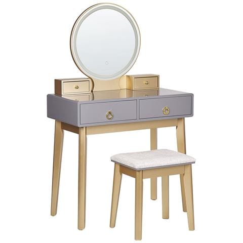 Toeletta Con Specchio E Sgabello Fedry Led Grigio - Foto 8