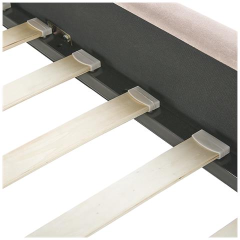 Letto Matrimoniale Velluto Beige 160 X 200 Cm Ambillou - Foto 2