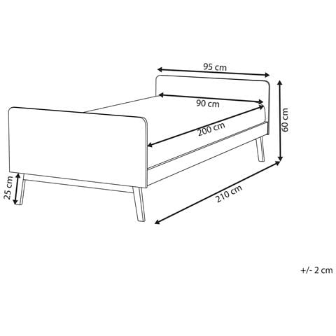 Letto Singolo Legno Chiaro 90 X 200 Cm Bonnac - Foto 2