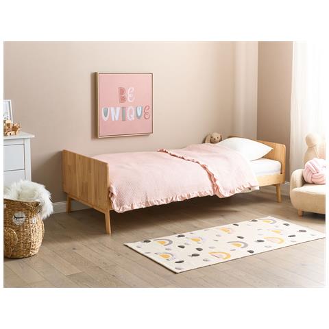 Letto Singolo Legno Chiaro 90 X 200 Cm Bonnac - Foto 1
