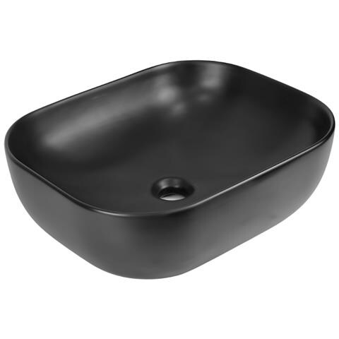 Lavabo Da Appoggio Ceramica Nero Ovale Lavandino Arredo 50,5x40,5x14 Cm - Foto 1