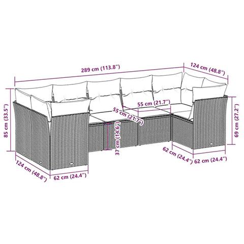 Set Divani da Giardino 7pz con Cuscini Grigio Chiaro Polyrattan - Foto 3