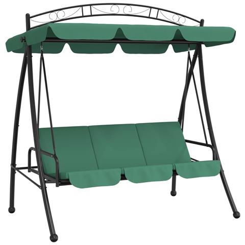 Panca a Dondolo con Baldacchino Verde 198 cm Tessuto e Acciaio - Foto 1