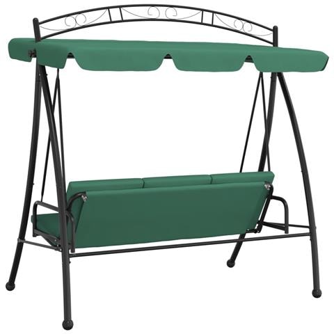 Panca a Dondolo con Baldacchino Verde 198 cm Tessuto e Acciaio - Foto 9