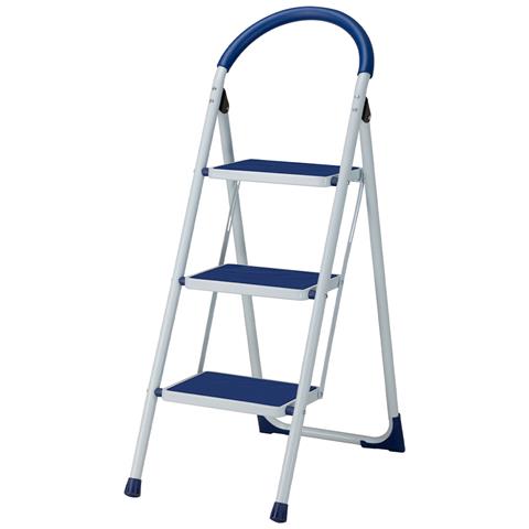 Scala Scaletta Pieghevole 3 Gradini Antiscivolo Sgabello Scaletto Acciaio Blu - Foto 6