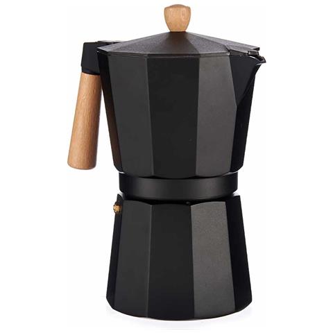 Dam Caffettiera  In Alluminio 12 Tazze Manico Legno Nero 13x20,3x24,5 Cm. Colore Nero - Foto 1