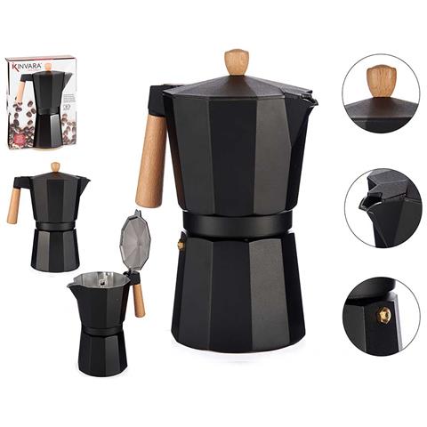 Dam Caffettiera  In Alluminio 12 Tazze Manico Legno Nero 13x20,3x24,5 Cm. Colore Nero - Foto 5