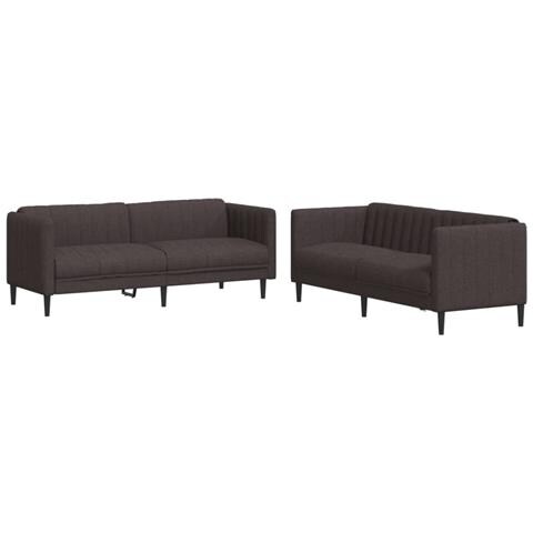 Set Di Divani 2 Pz Marrone Scuro In Tessuto - Foto 1