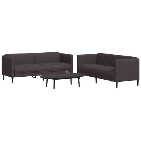 Set Di Divani 2 Pz Marrone Scuro In Tessuto - Foto 8