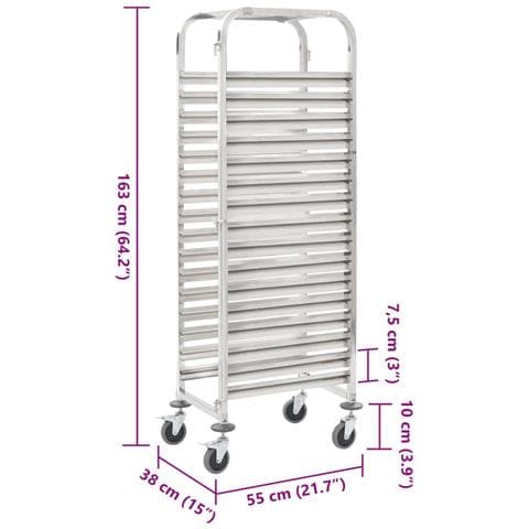 Carrello Da Cucina Per 16 Vassoi 38x55x163 Cm In Acciaio Inox - Foto 6