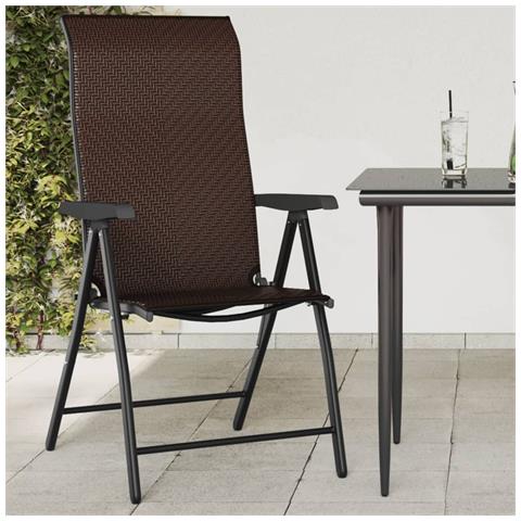 Lusso Casadino - Sedie Pieghevoli Da Giardino 4 Pz Marroni In Polyrattan - Foto 8