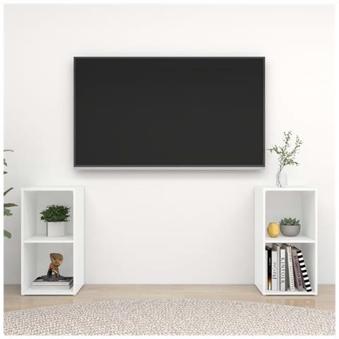 Mobili Porta Tv 2 Pz Bianco 72x35x36,5 Cm In Legno Multistrato - Foto 8