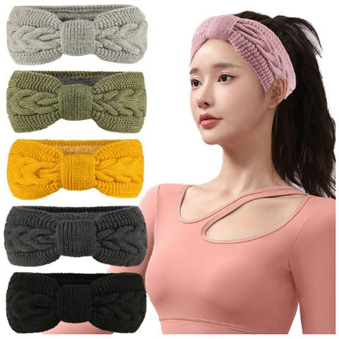 Fascia Scaldaorecchie Lavorata A Maglia Per La Corsa - Fascia Invernale Da Donna Darkgrey - Foto 5