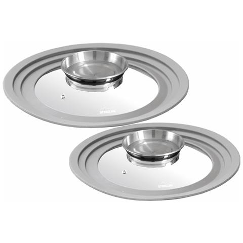 Set Di Coperchi Universali In Vetro , 2 Pezzi, Con Pomello In Silicone Per Aromi, Per Coperchio In Vetro Da 16/18/20 E 24/26/28 Cm, Grigio - Foto 1
