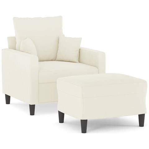 Poltrona con Poggiapiedi Crema 60 cm in Velluto - Foto 1