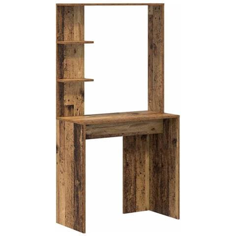 Scrivania Marrone Legno Antico Legno Massello di Recupero Media - Foto 1