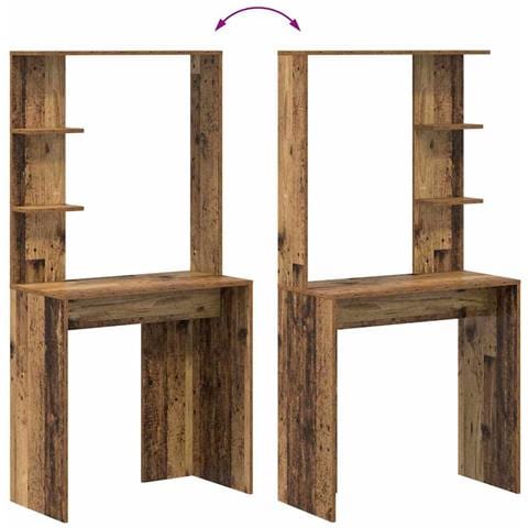 Scrivania Marrone Legno Antico Legno Massello di Recupero Media - Foto 9