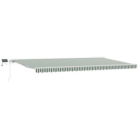 Ombrellone Manuale Retrattile con LED Verde e Bianco 600x300 cm, Tessuto di Ricambio per Ombrellone per Telaio 6x3 m Verde e Bianco - Foto 1
