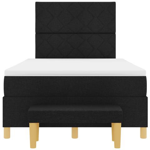 Letto con Box Spring con Materasso e Panchina Nero 120x190 cm Tessuto - Foto 9