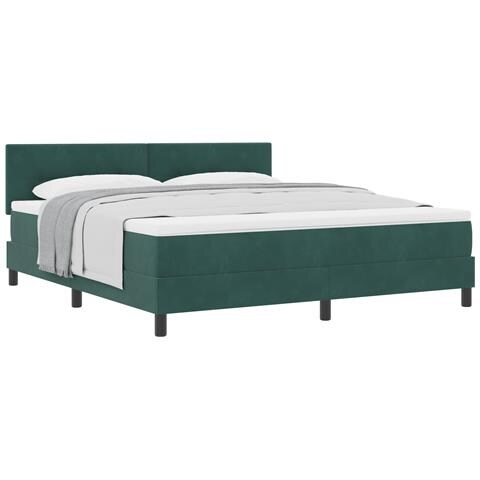Letto con Rete a Molle e Materasso Verde Scuro Super King in Velluto - Foto 1