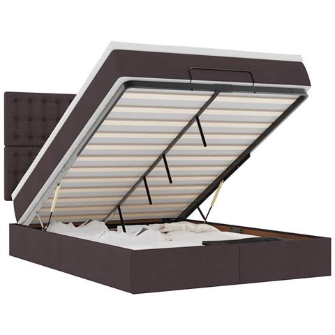 Struttura Letto Pouf con Materasso 140x200 cm in Tessuto - Foto 1