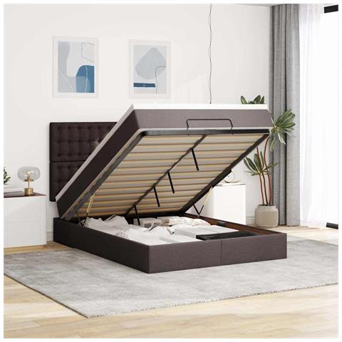 Struttura Letto Pouf con Materasso 140x200 cm in Tessuto - Foto 2