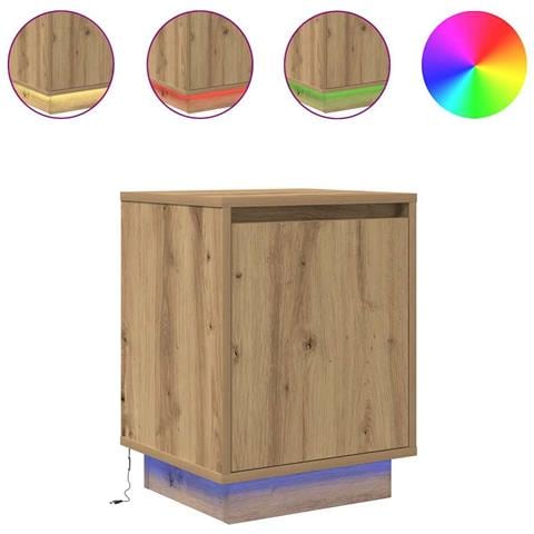 Comodini con Luci a LED 2 pz Rovere Artigianale 38x34x50 cm - Foto 1