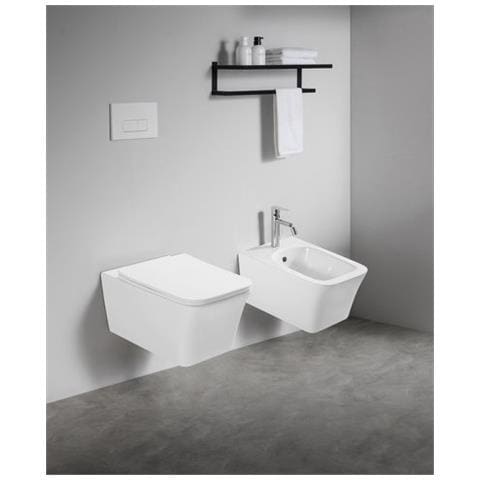 Sanitari Sospesi Wc E Bidet In Ceramica Copriwater Soft-close Mezzogiorno Bianco Lucido - Foto 1