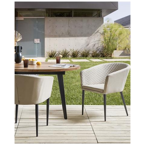 Set Di 2 Sedie Da Giardino Curgos Tessuto Beige - Foto 1