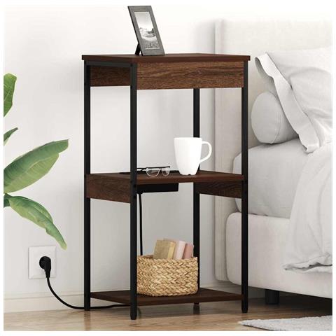 Comò con stazione di ricarica Rovere marrone Legno multistrato - Foto 2