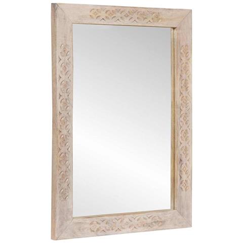 Specchio Bianco 57 x 70 x 3 cm legno massello di mango - Foto 1