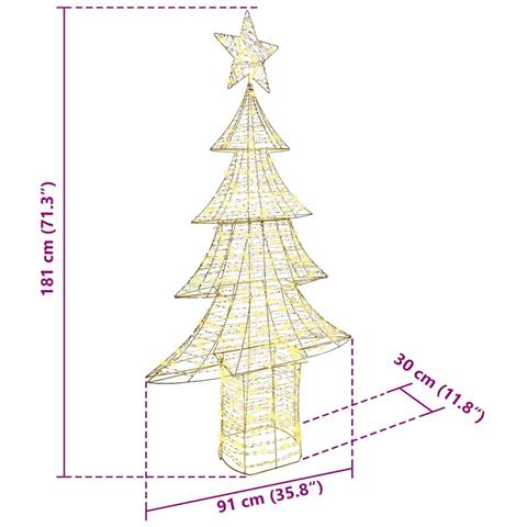 Albero di Natale con 240 LED Bianco caldo 180 cm PET - Foto 8