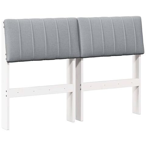 Testiera imbottita Grigio chiaro 120 cm Pino massello - Foto 1