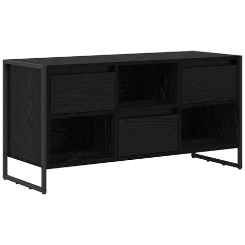 Mobile TV Rovere Nero 100 x 36 x 49,5 cm Legno multistrato - Foto 1