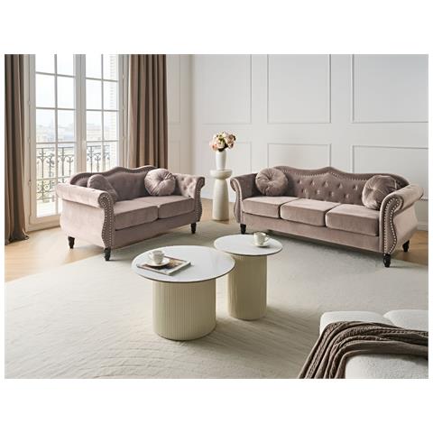 Divano 5 Posti Skien Velluto Tortora - Foto 1