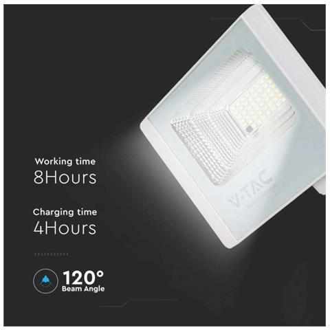 Faro LED con Telecomando, Pannello Solare 12W, LiFePO4, Timer, Cavo 5m 4000K Bianco IP65, colore Bianco - Foto 2