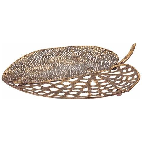 Decoro Foglia Metallo Dorato 38x34,5x4,5h - Foto 1
