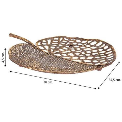 Decoro Foglia Metallo Dorato 38x34,5x4,5h - Foto 6