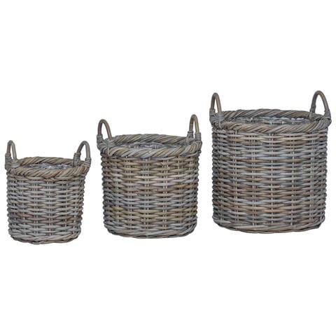 Cesto per Piante 3 pcs Grigio Kubu Rattan Kubu - Foto 1