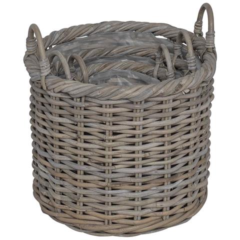 Cesto per Piante 3 pcs Grigio Kubu Rattan Kubu - Foto 9
