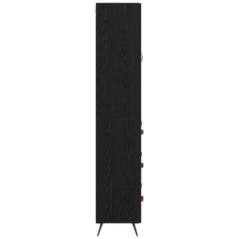 Armadietto alto con ripiano 2 pcs Rovere Nero Legno multistrato - Foto 9