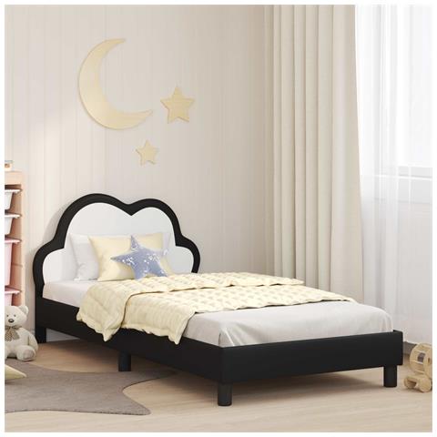 Struttura letto bambini con testata Nero 90 x 190 cm PU - Foto 2