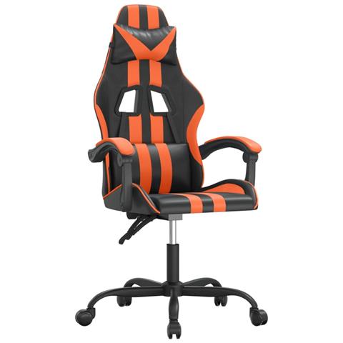 Sedia da Gaming Girevole Nero e Arancione in Similpelle - Foto 1