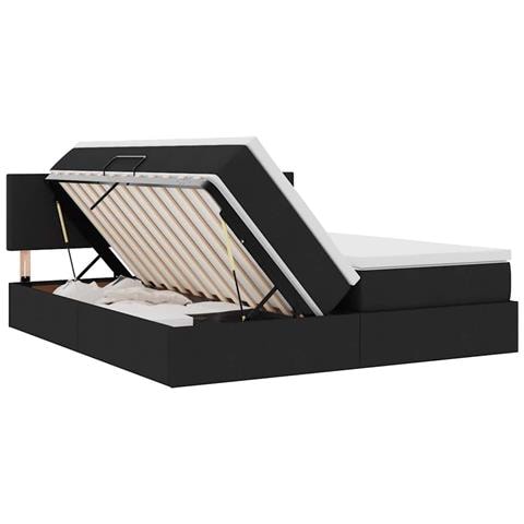 Letto con luci a strisce a LED Nero 200 x 200 cm Tessuto - Foto 9
