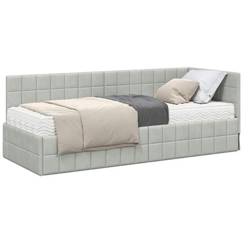 Struttura Letto Angolare con Materasso 2 pcs Grigio chiaro - Foto 1