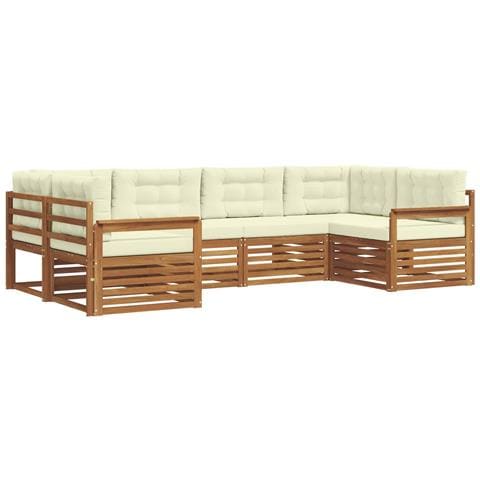 Set divani 6 pcs Naturale e Crema Legno di Acacia Massello - Foto 1